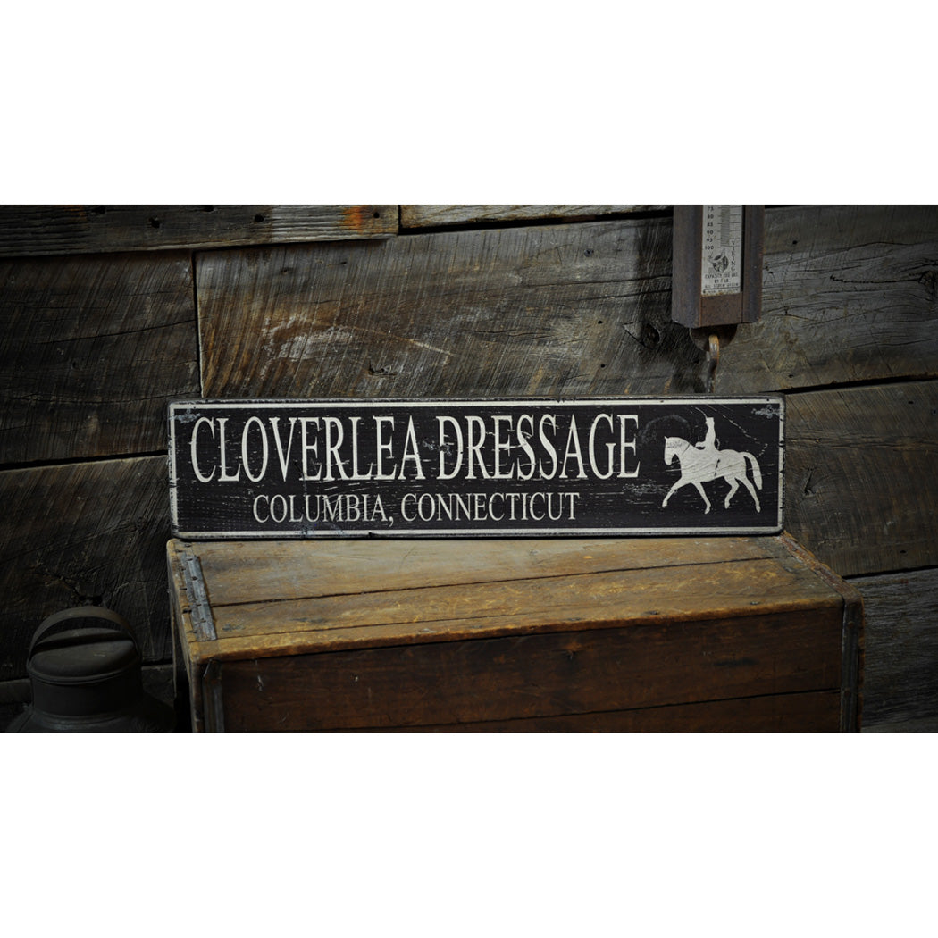 Dressage Horse Farm Rustic Wood Sign