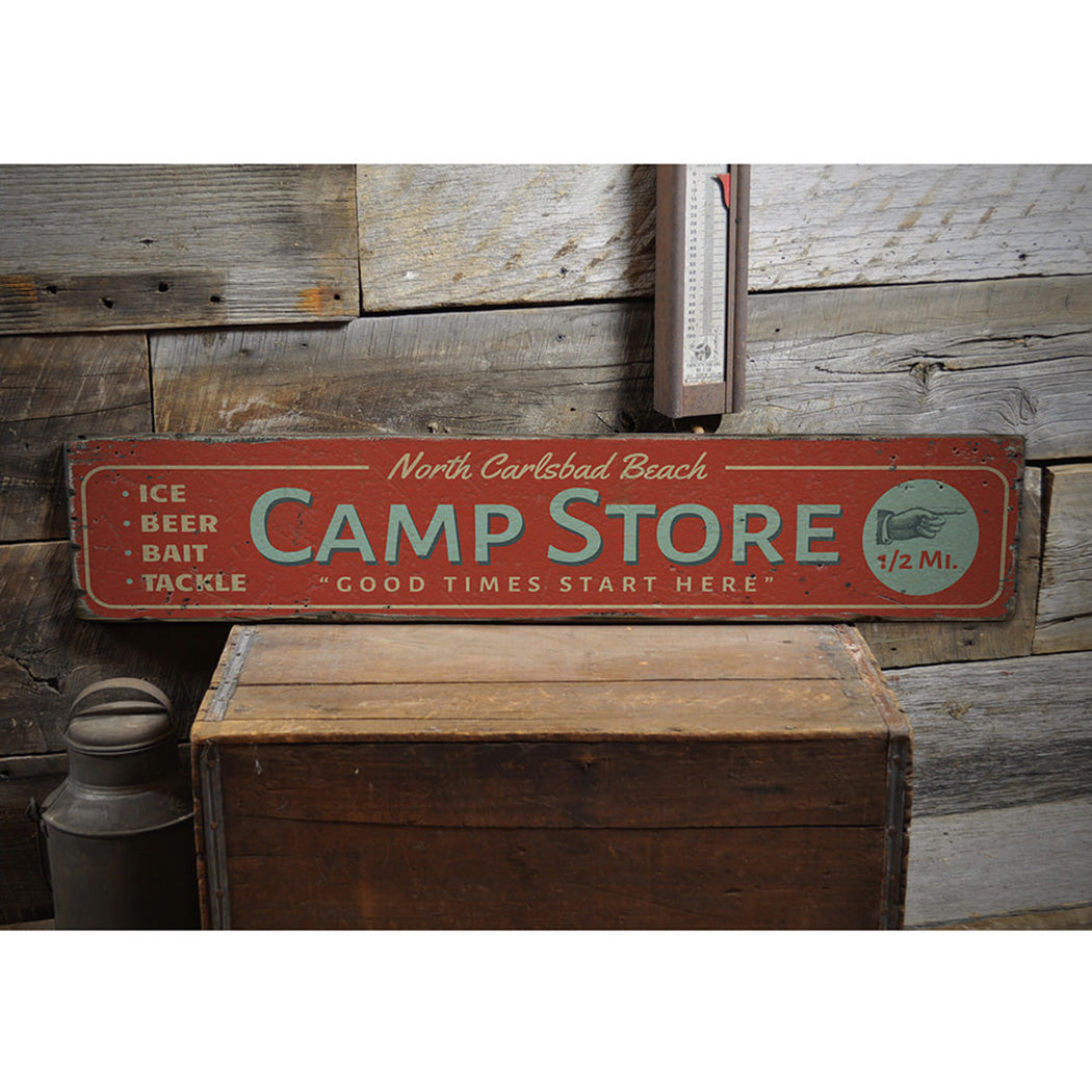 Beach Camp Store Rustic Wood Sign