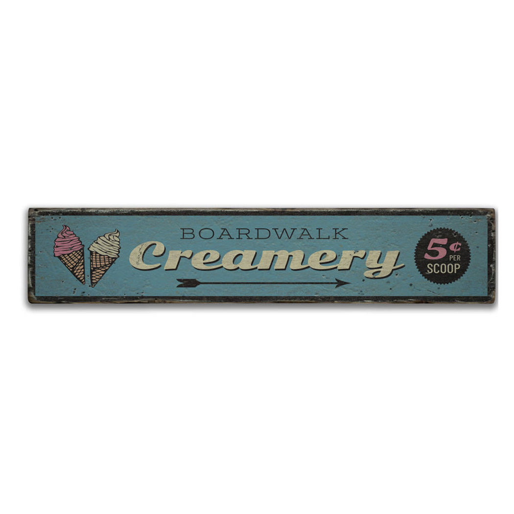 Boardwalk Creamery Rustic Wood Sign