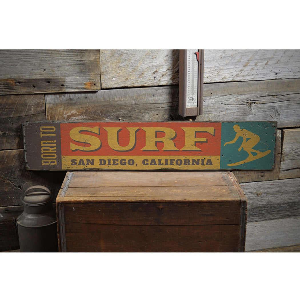 Born to Surf Rustic Wood Sign