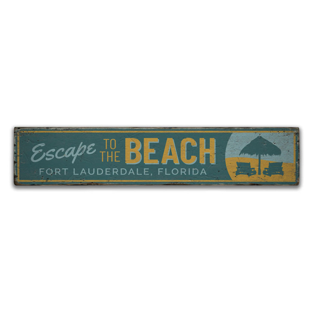 Escape to the Beach Rustic Wood Sign