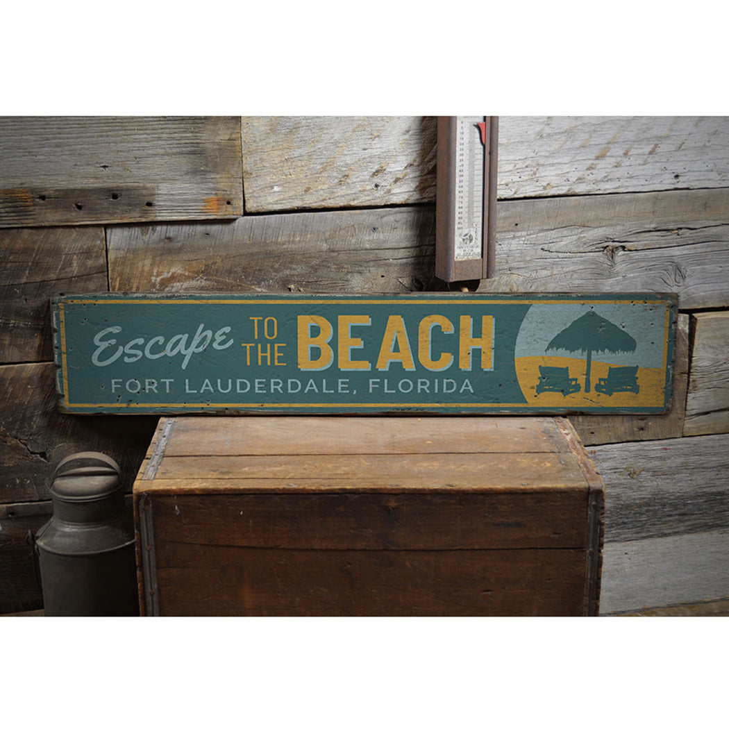 Escape to the Beach Rustic Wood Sign