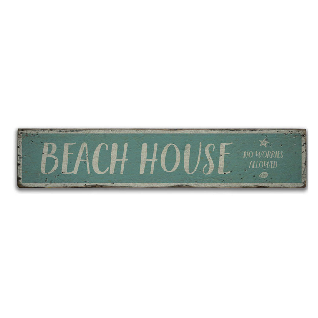 Coastal Beach House Rustic Wood Sign