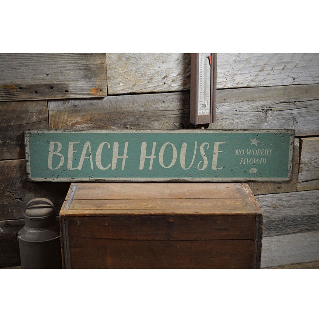 Coastal Beach House Rustic Wood Sign