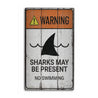 Warning Sharks Present Rustic Wood Sign