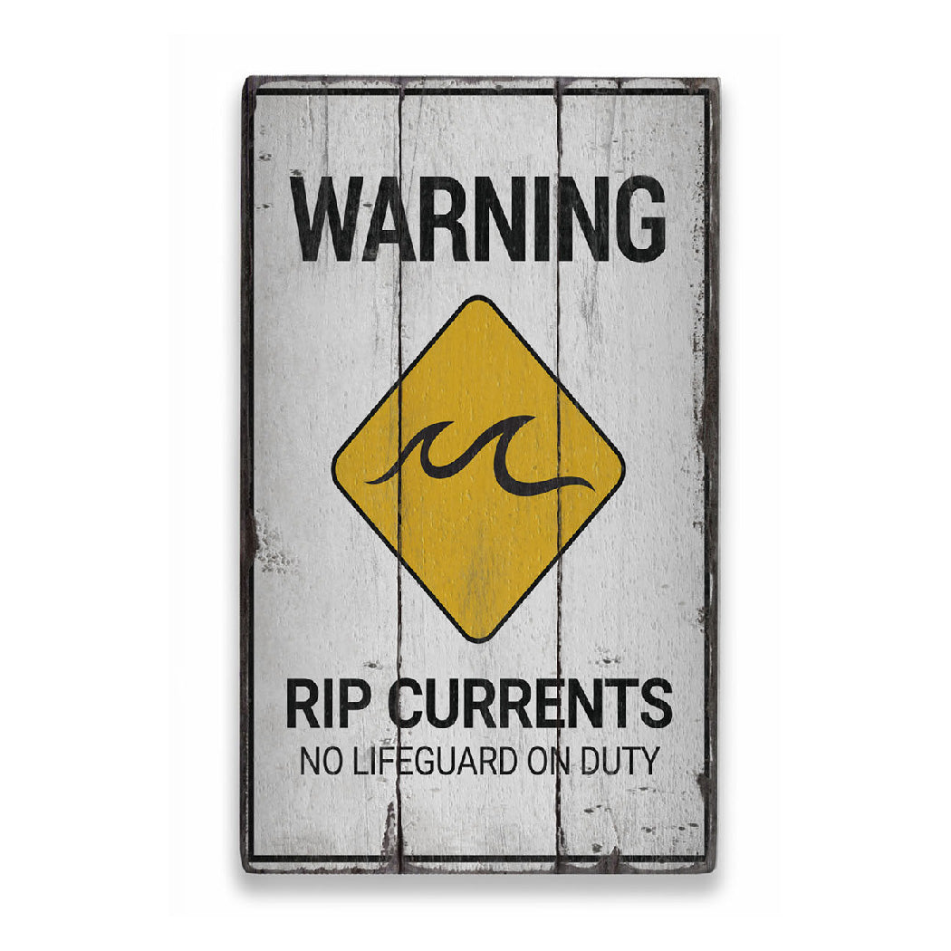 Rip Currents Warning Rustic Wood Sign – Lizton Sign Shop