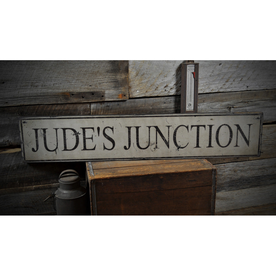 Junction Name Rustic Wood Sign