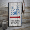 Nude Beach Rustic Wood Sign