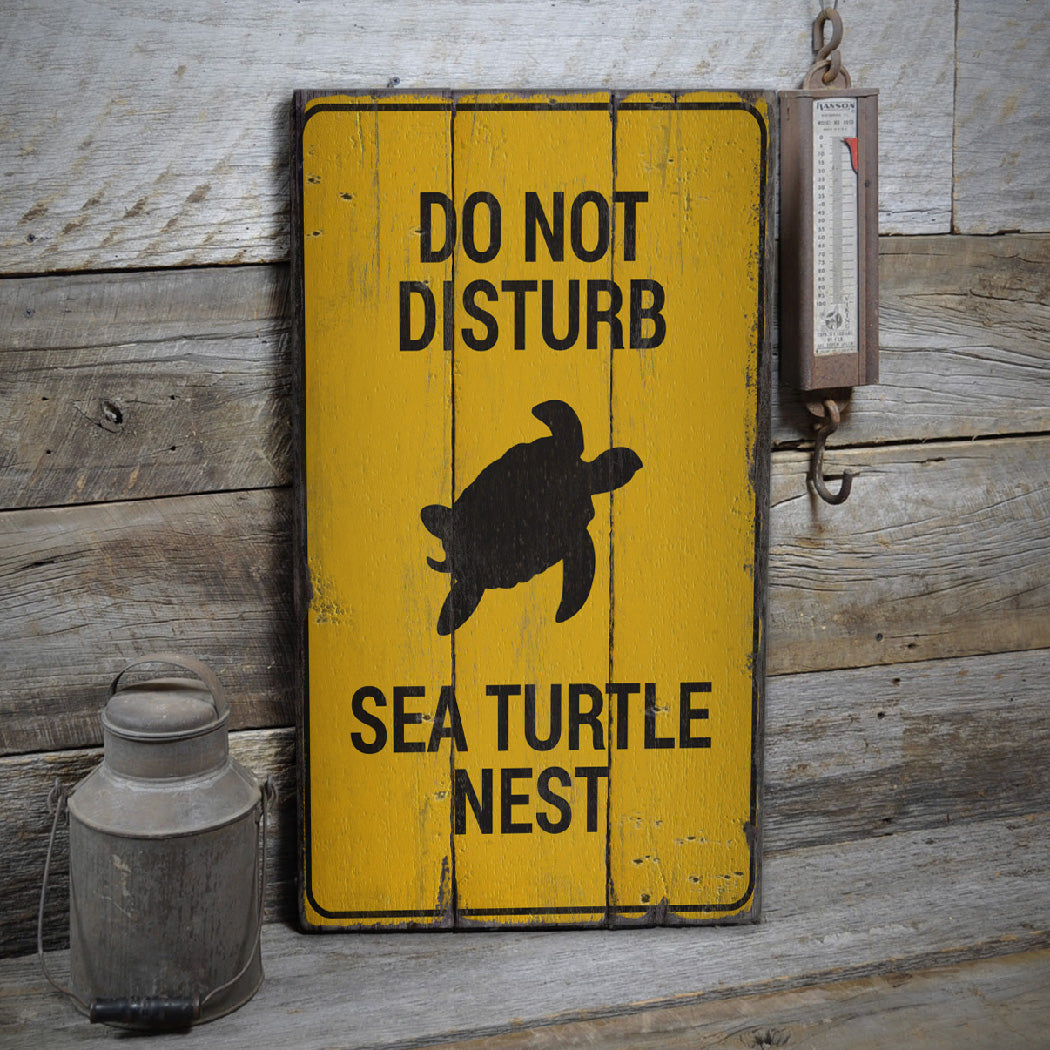 Sea Turtle Nest Rustic Wood Sign