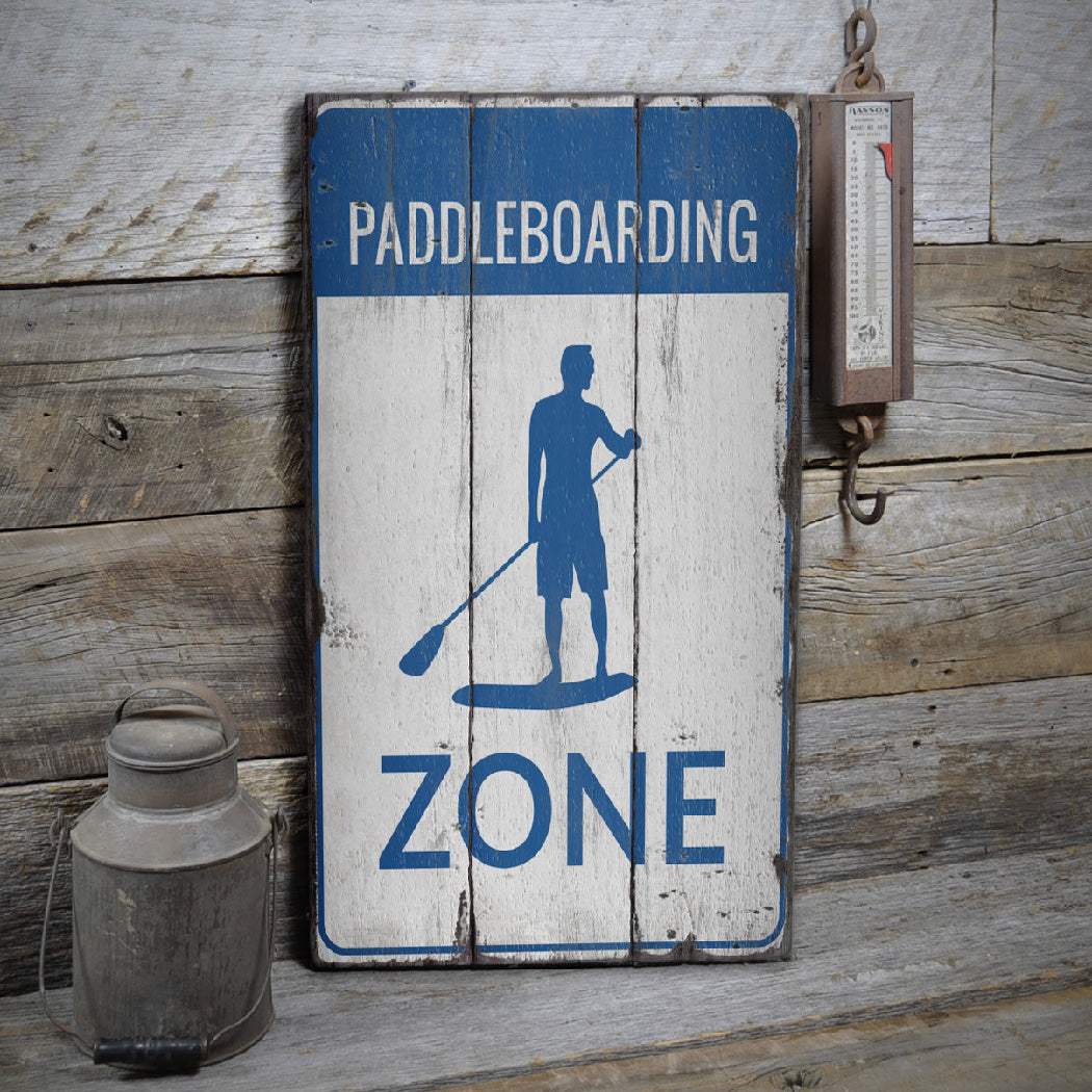 Paddleboarding Zone Rustic Wood Sign