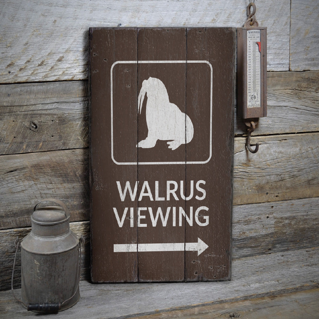 Walrus Viewing Rustic Wood Sign