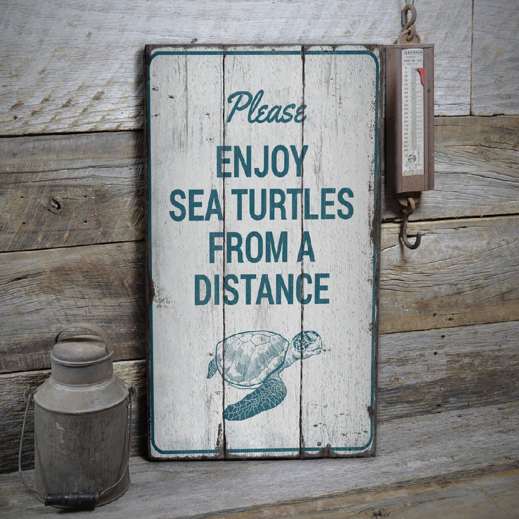 Enjoy Sea Turtles Rustic Wood Sign