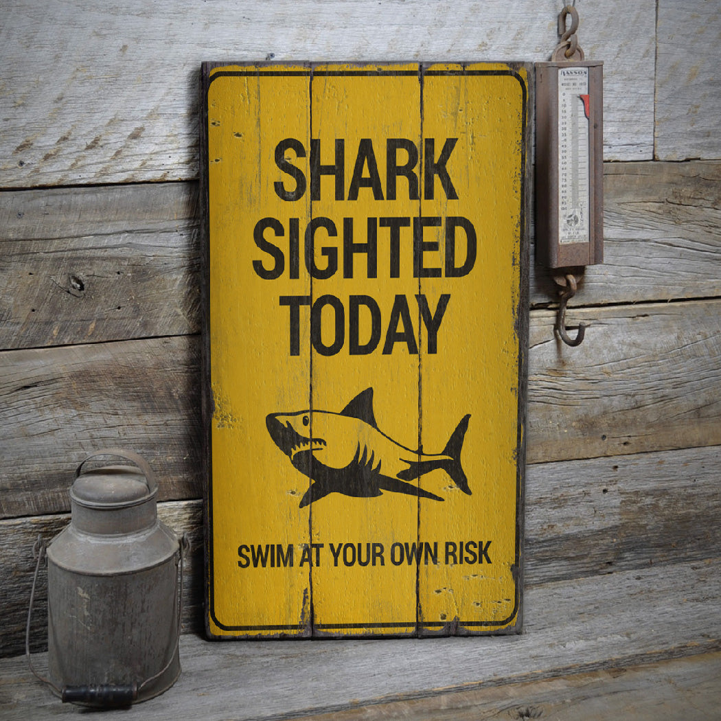 Shark Sighted Rustic Wood Sign