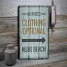 Clothing Optional Nude Beach Rustic Wood Sign