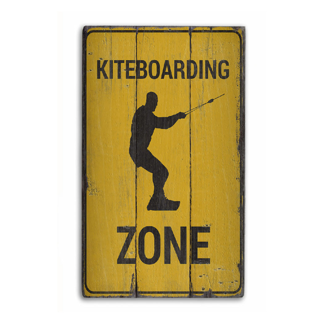 Kiteboarding Zone Rustic Wood Sign