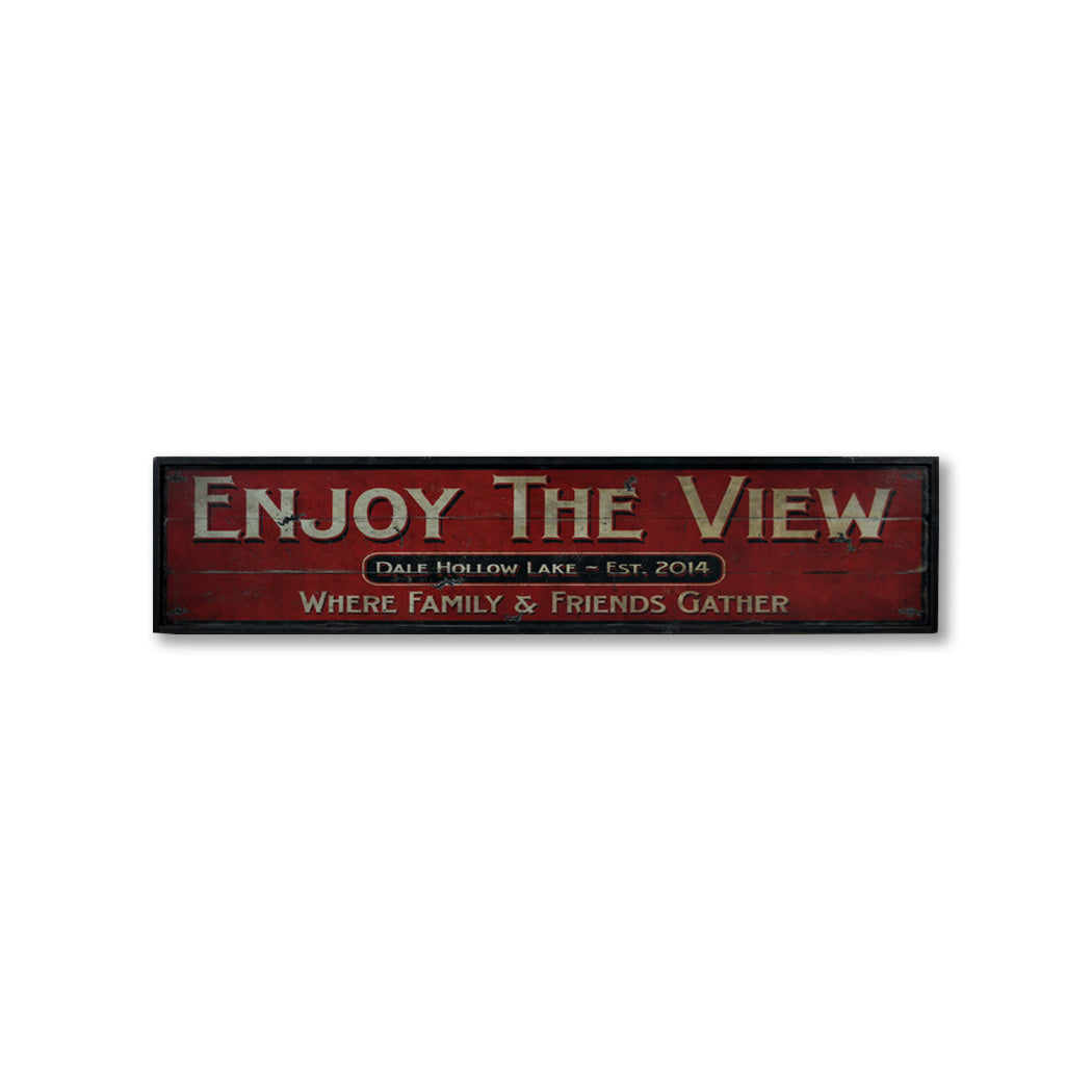 Lake House Enjoy View Rustic Wood Sign