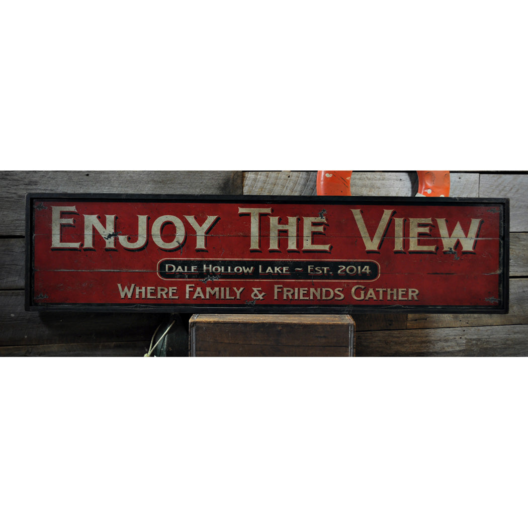 Lake House Enjoy View Rustic Wood Sign