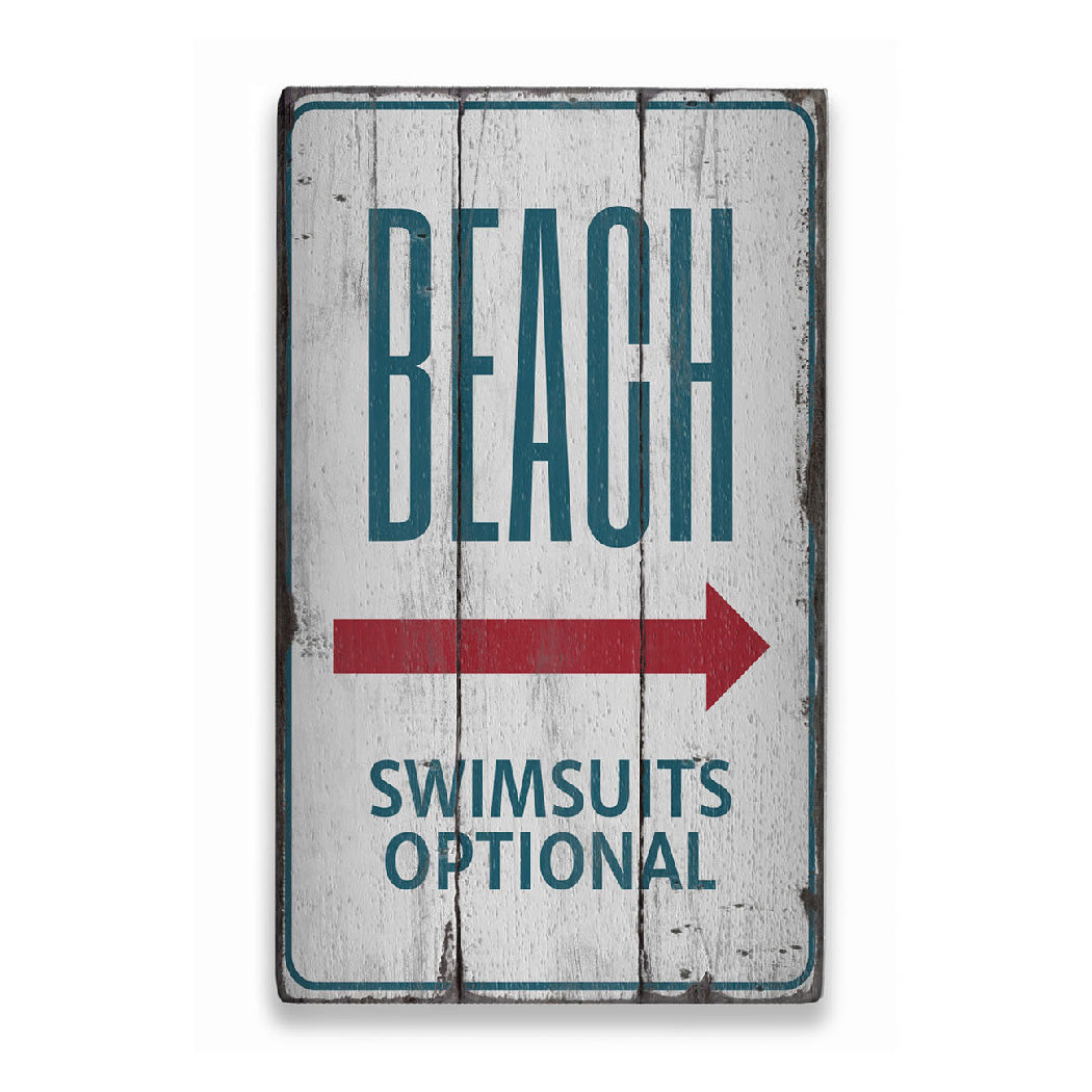 Beach Swimsuits Optional Rustic Wood Sign