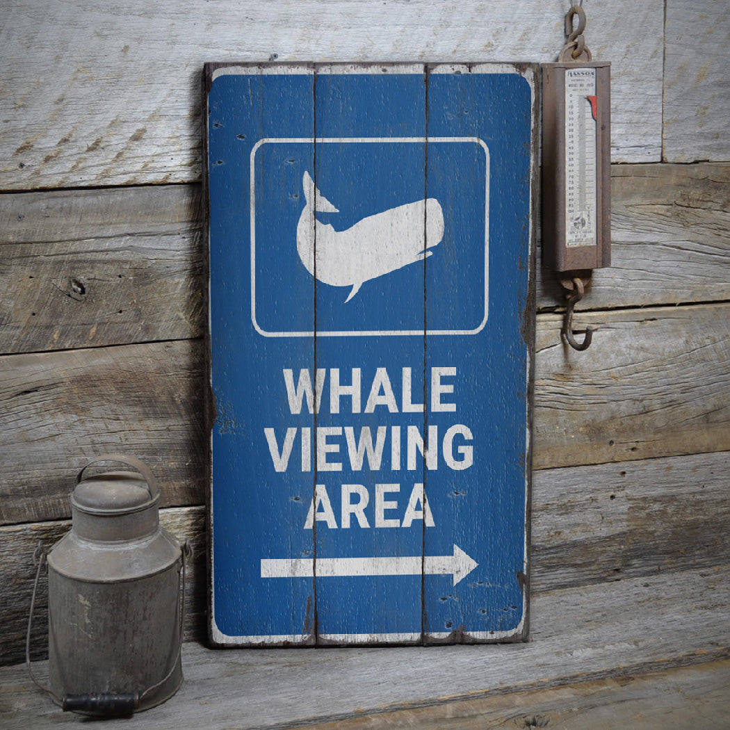 Whale Viewing Area Rustic Wood Sign