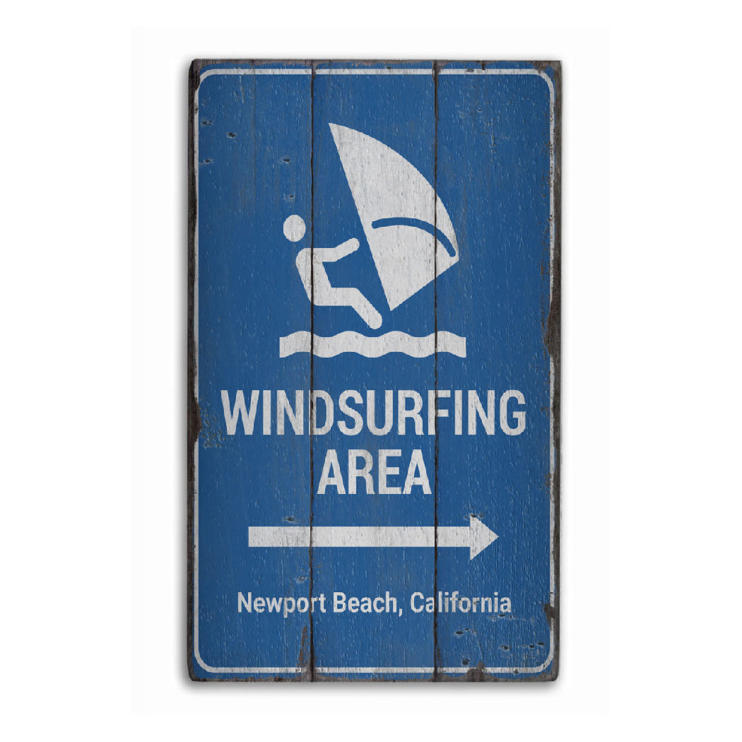 Windsurfing Area Arrow Rustic Wood Sign
