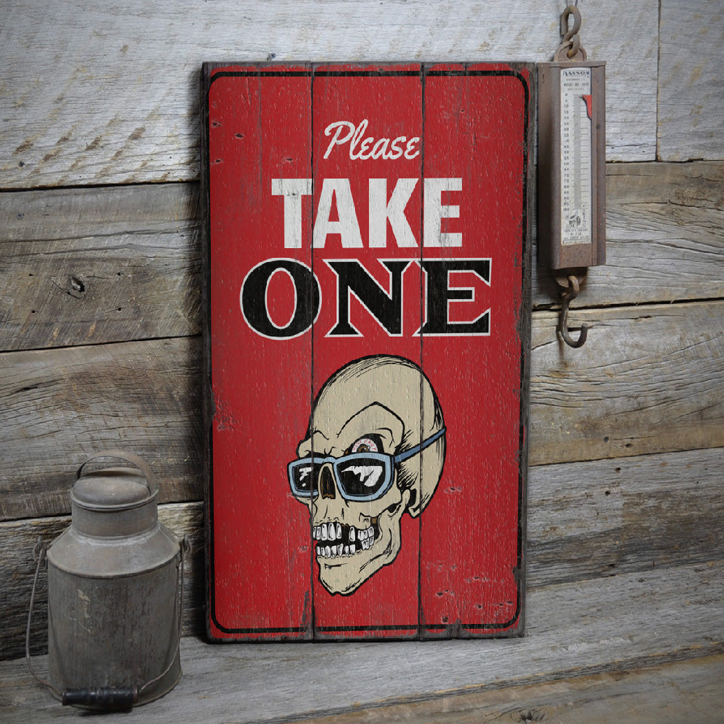 Please Take One Halloween Rustic Wood Sign