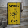 Spider Crossing Rustic Wood Sign