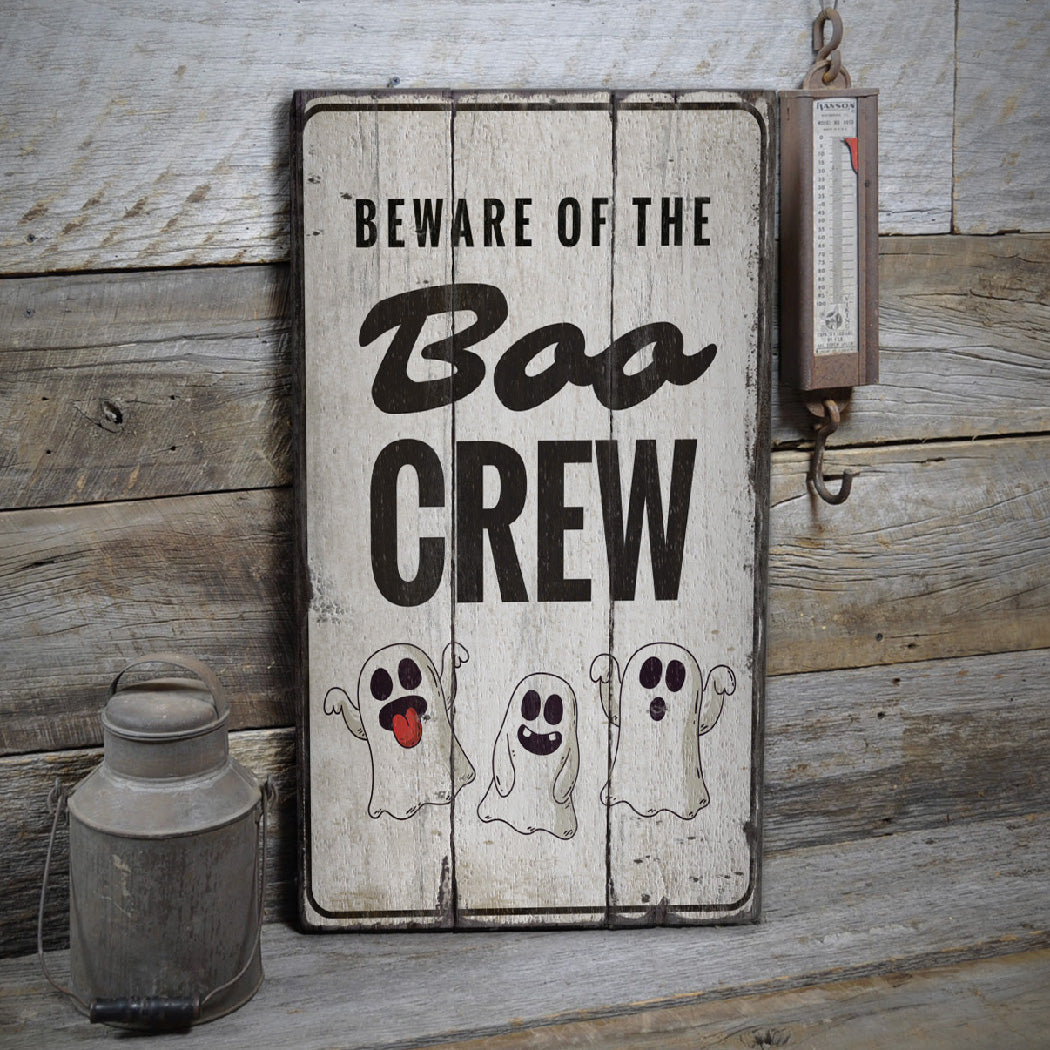 Boo Crew Rustic Wood Sign