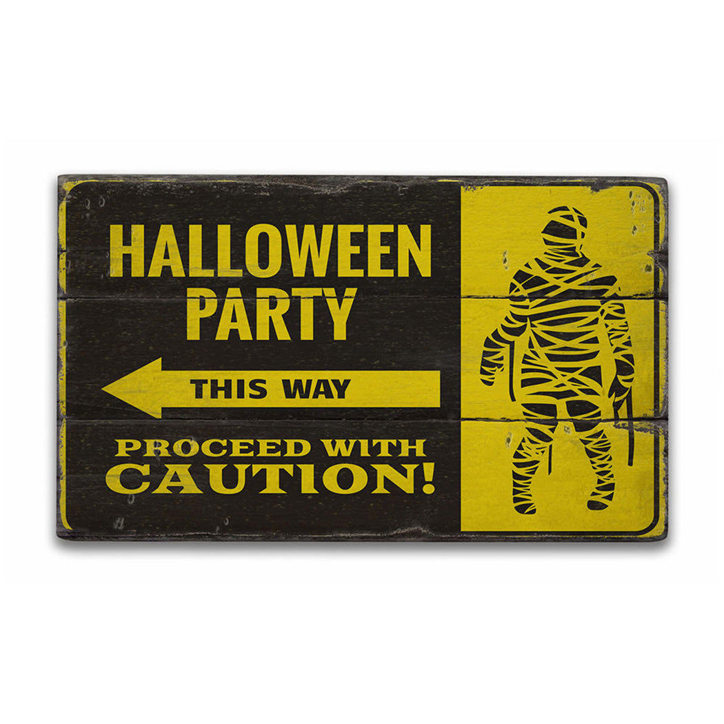 Halloween Party This Way Rustic Wood Sign