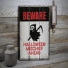 Beware Grim Reaper Rustic Wood Sign