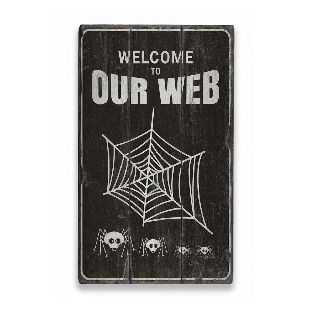 Spider Web Rustic Wood Sign