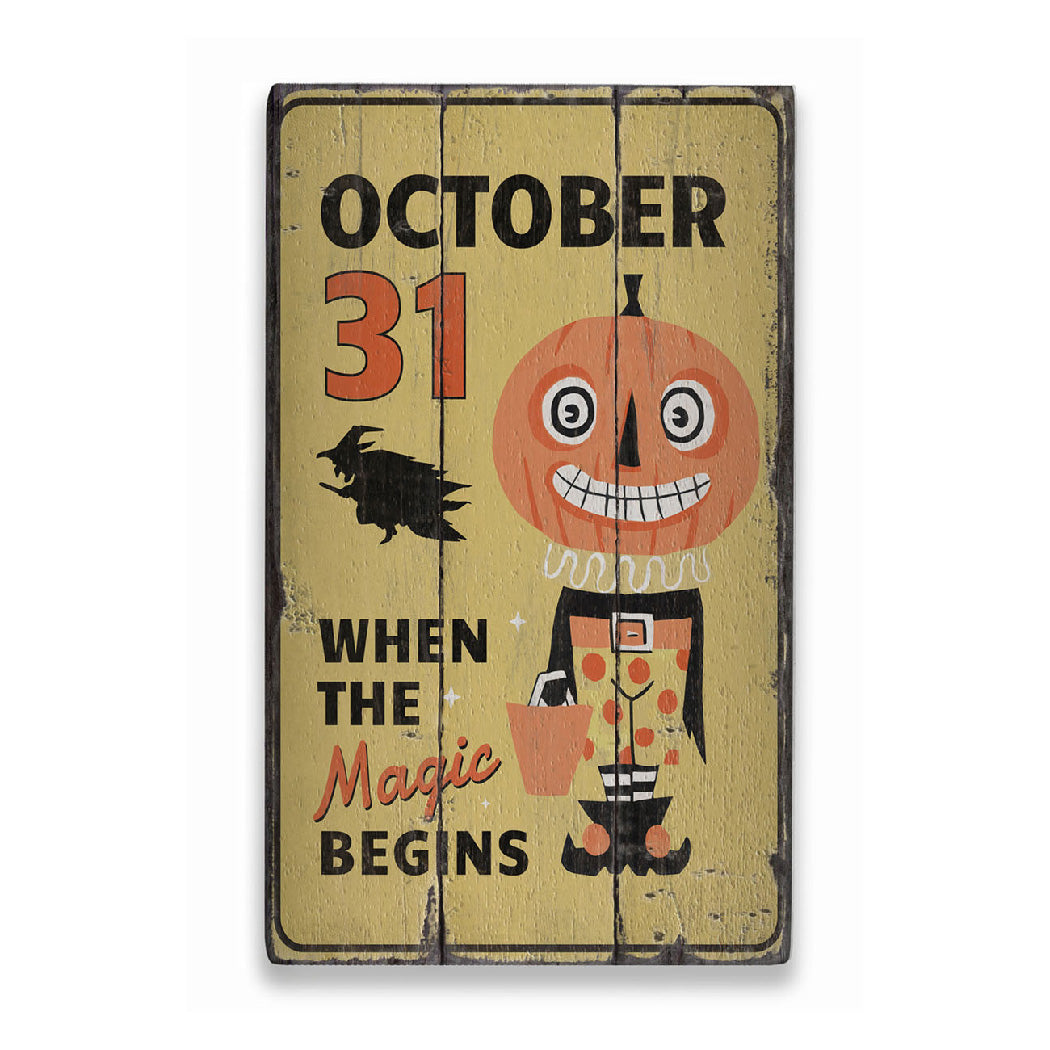 October 31 Rustic Wood Sign