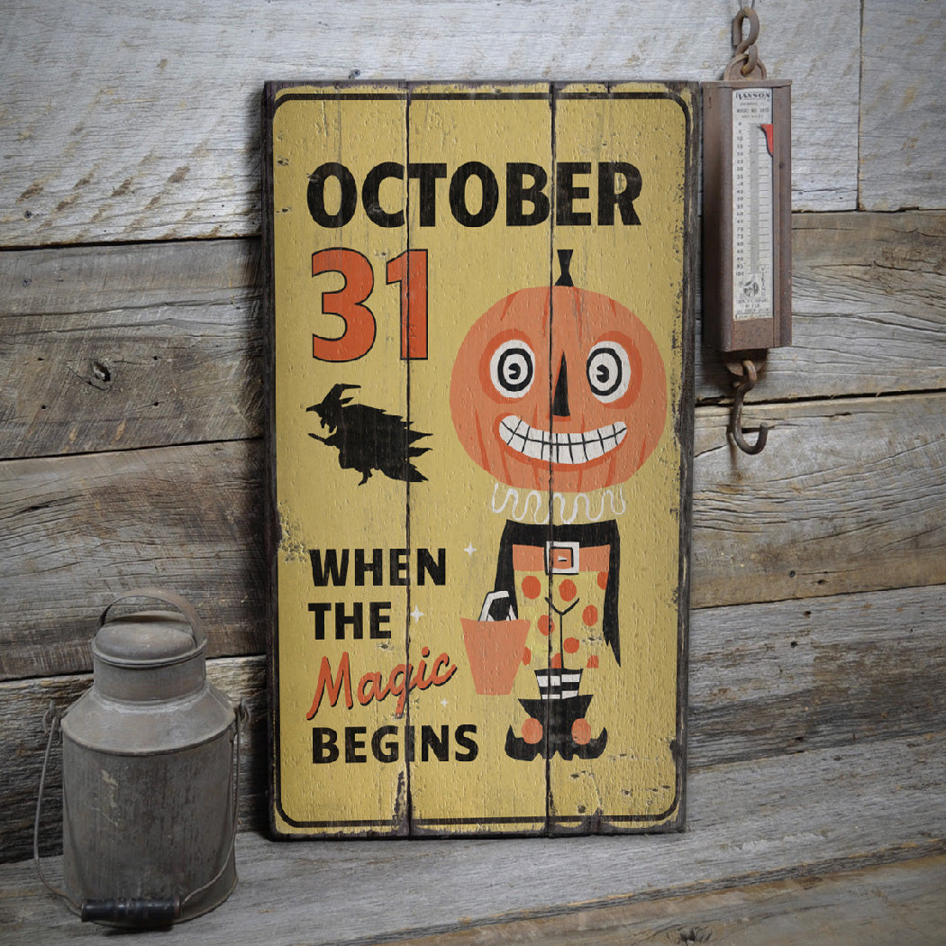 October 31 Rustic Wood Sign