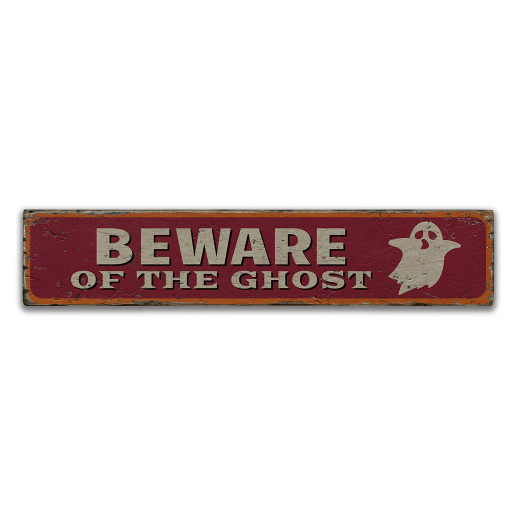 Ghost Halloween Rustic Wood Sign