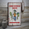 Zombie Outbreak Shelter Rustic Wood Sign