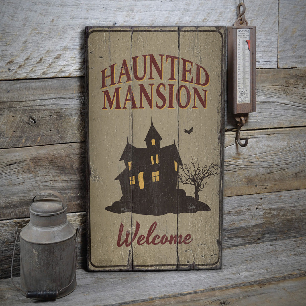 Haunted Mansion Welcome Rustic Wood Sign