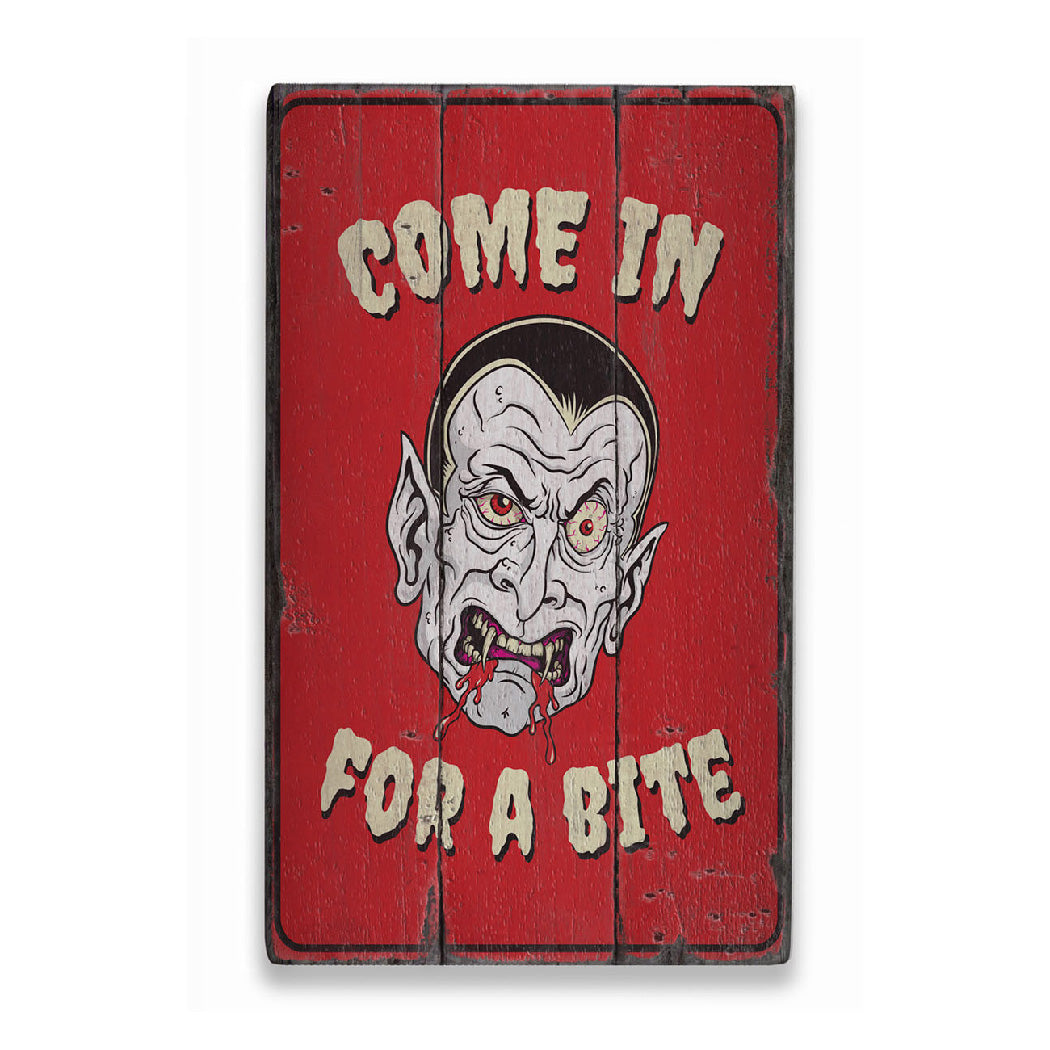 Vampire Halloween Rustic Wood Sign