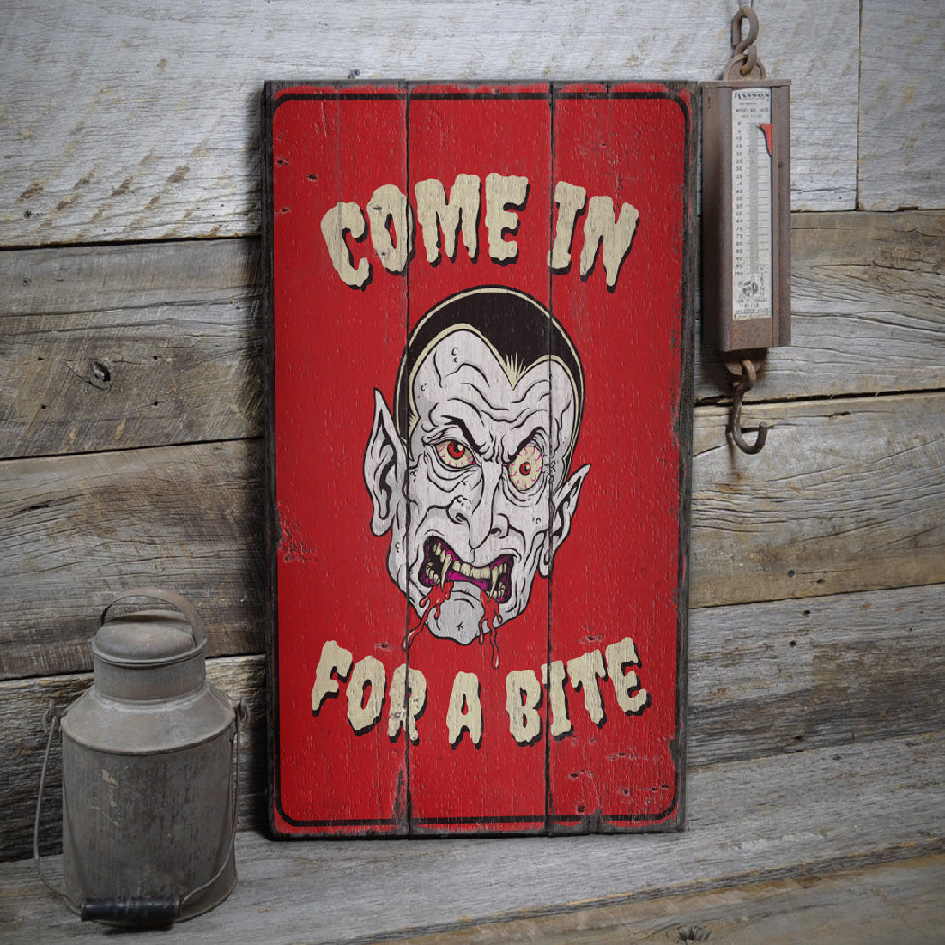 Vampire Halloween Rustic Wood Sign