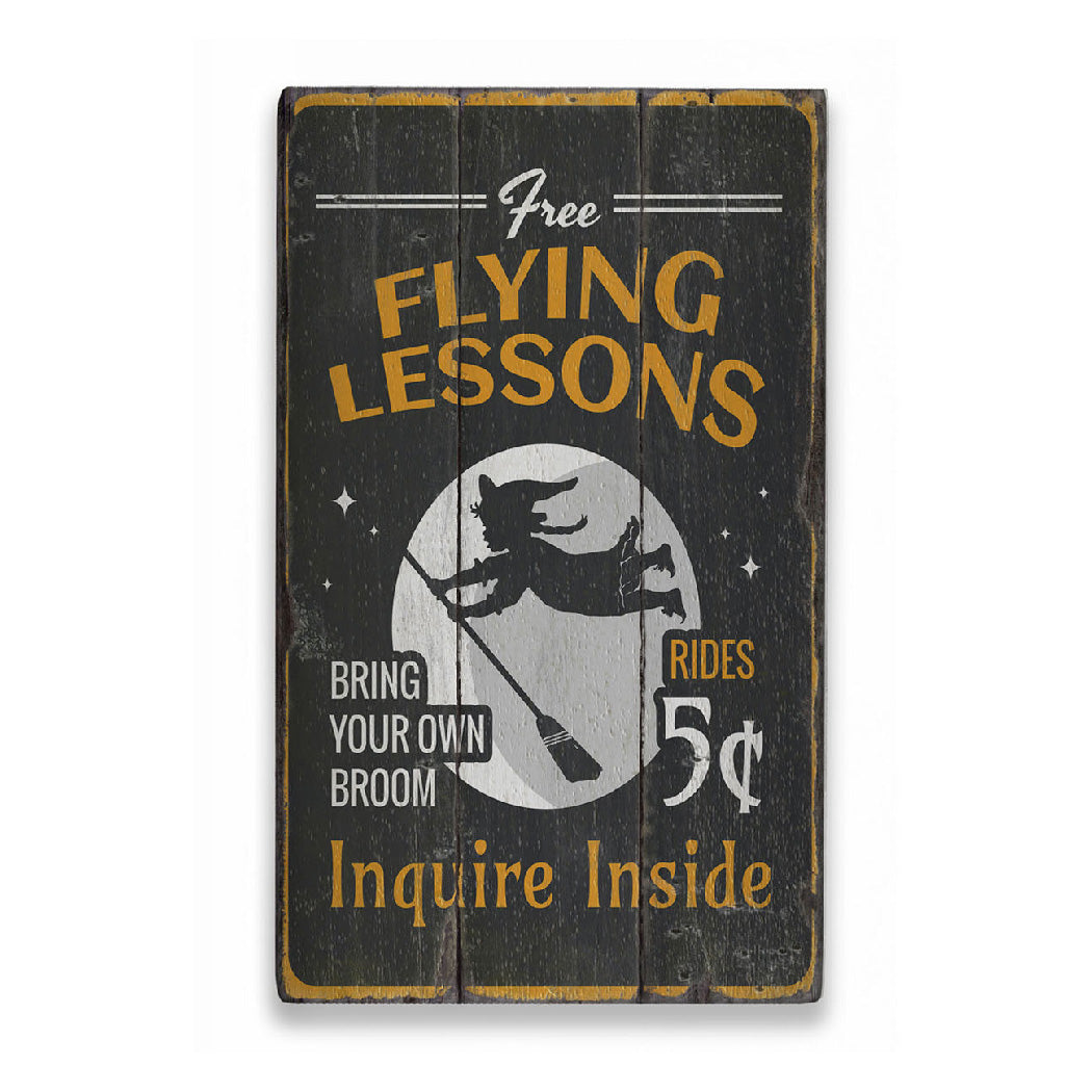 Free Flying Lessons Witch Rustic Wood Sign