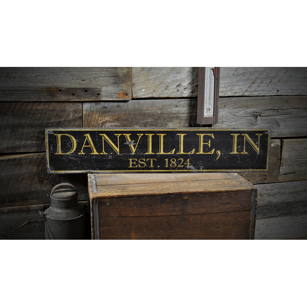 City State Est. Date Rustic Wood Sign