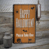 Trick or Treat Black Cat Rustic Wood Sign