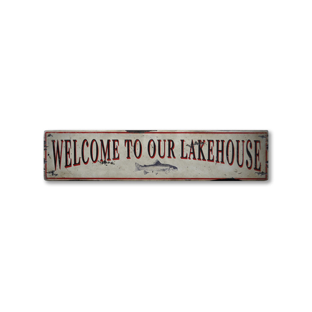 Welcome to Our Lakehouse Rustic Wood Sign