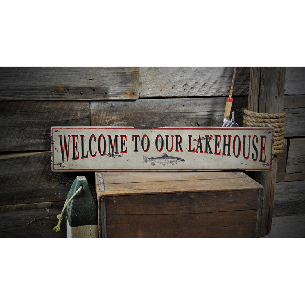 Welcome to Our Lakehouse Rustic Wood Sign