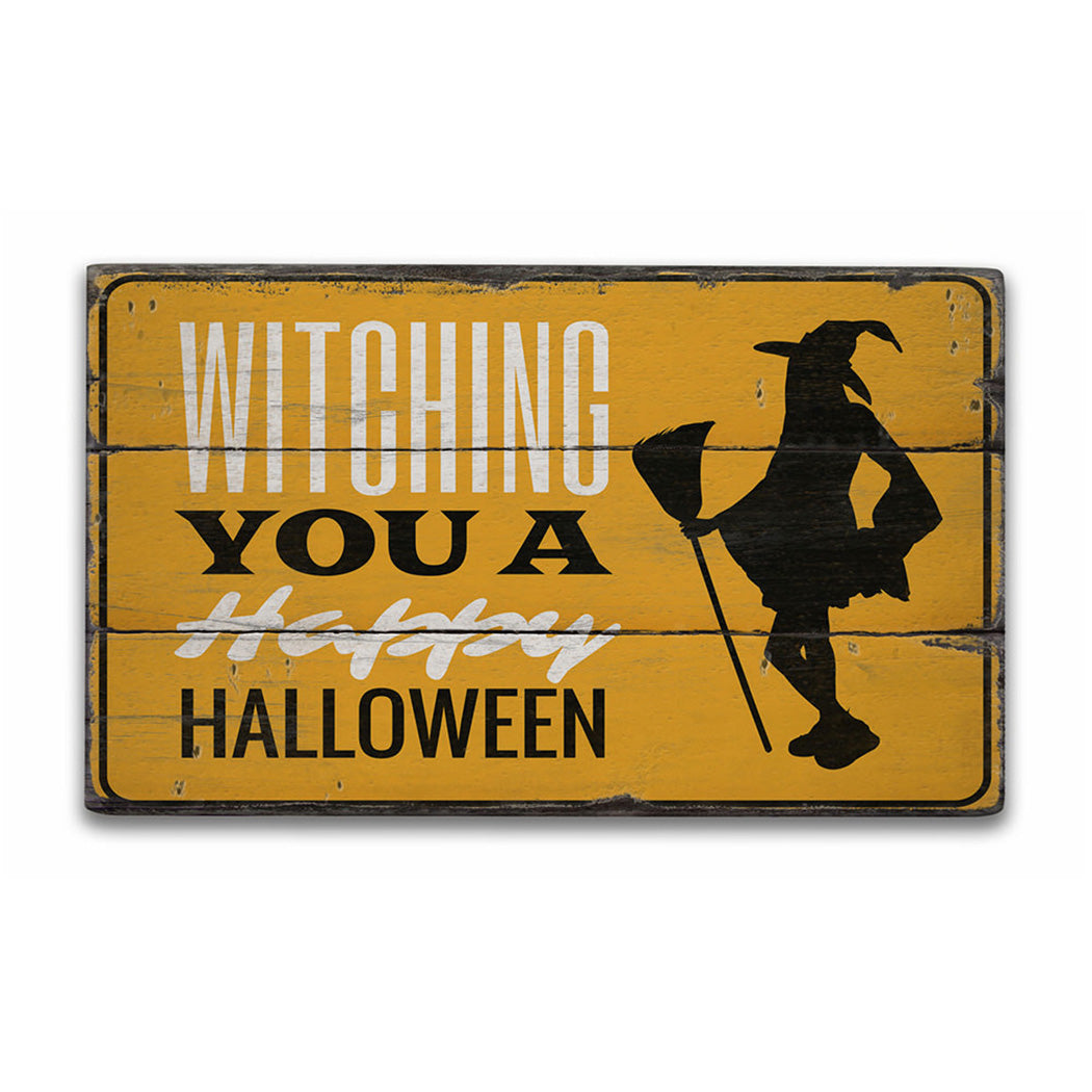 Halloween Greeting Rustic Wood Sign