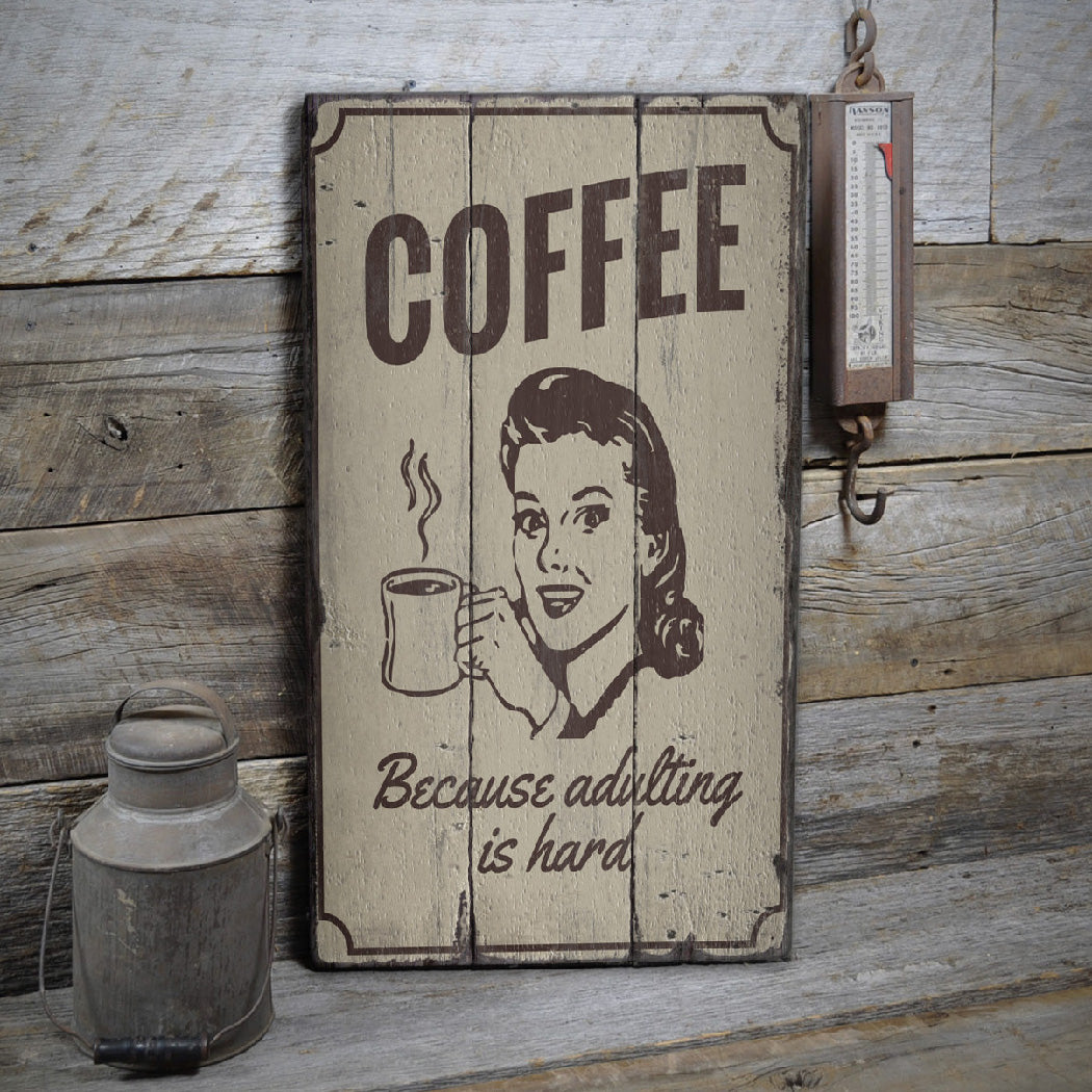 Witty Coffee Rustic Wood Sign