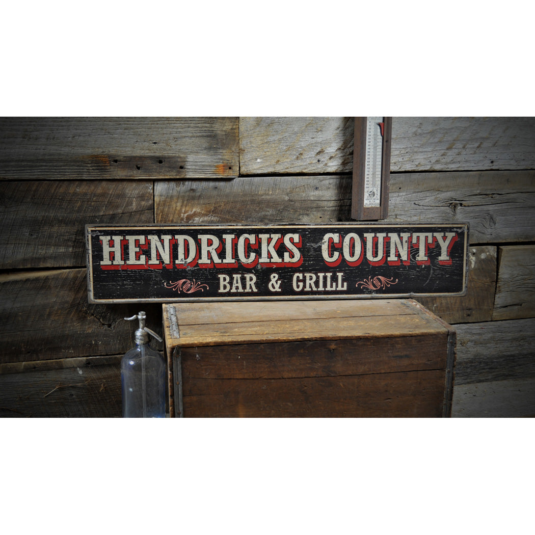 County Bar & Grill Rustic Wood Sign