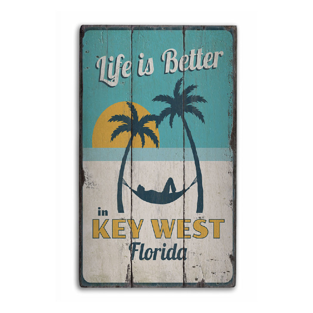 Palm Trees and Sunset Rustic Wood Sign