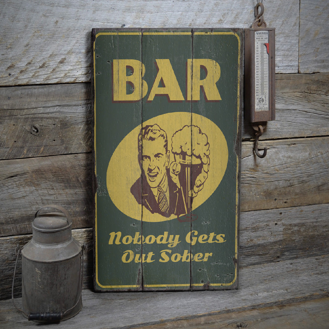 Retro Bar Rustic Wood Sign