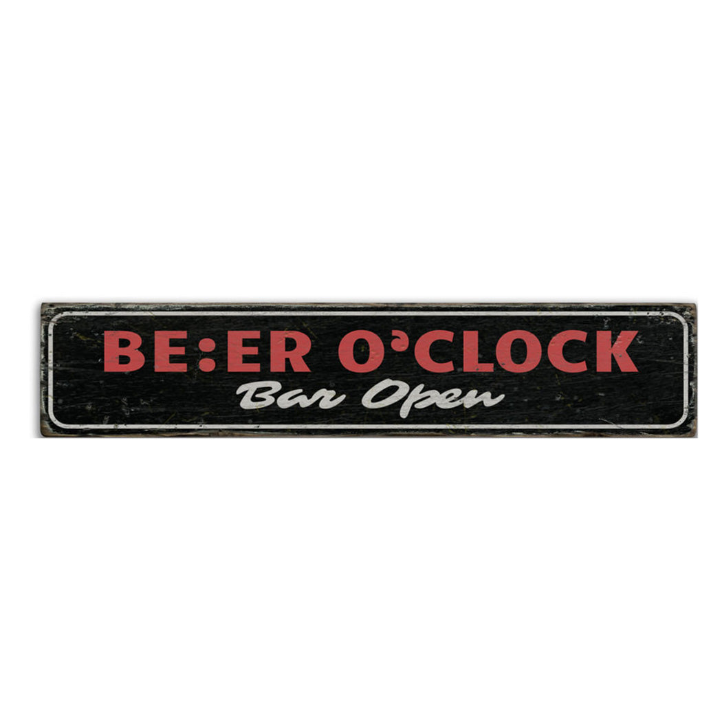 Beer O Clock Rustic Wood Sign