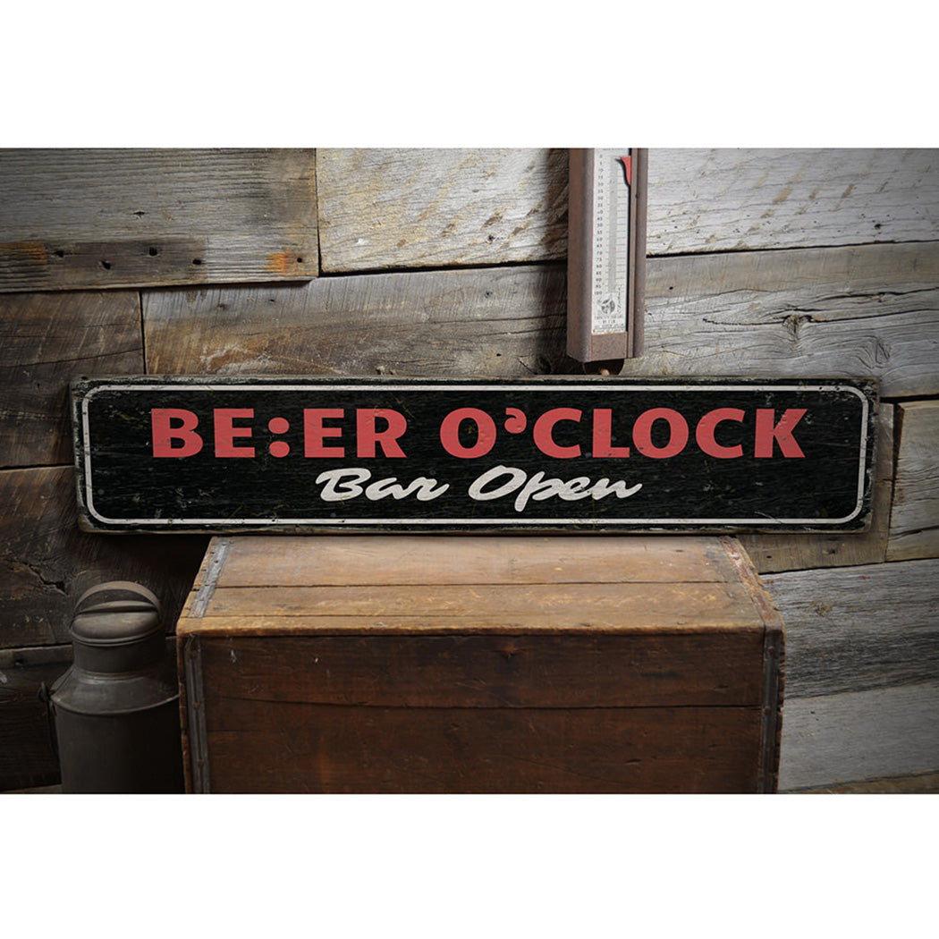 Beer O Clock Rustic Wood Sign