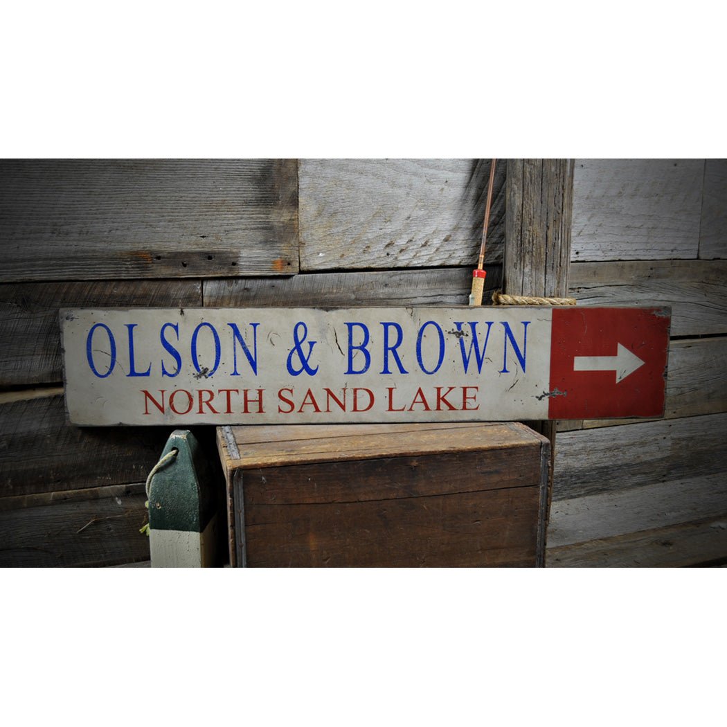 Business Arrow Rustic Wood Sign